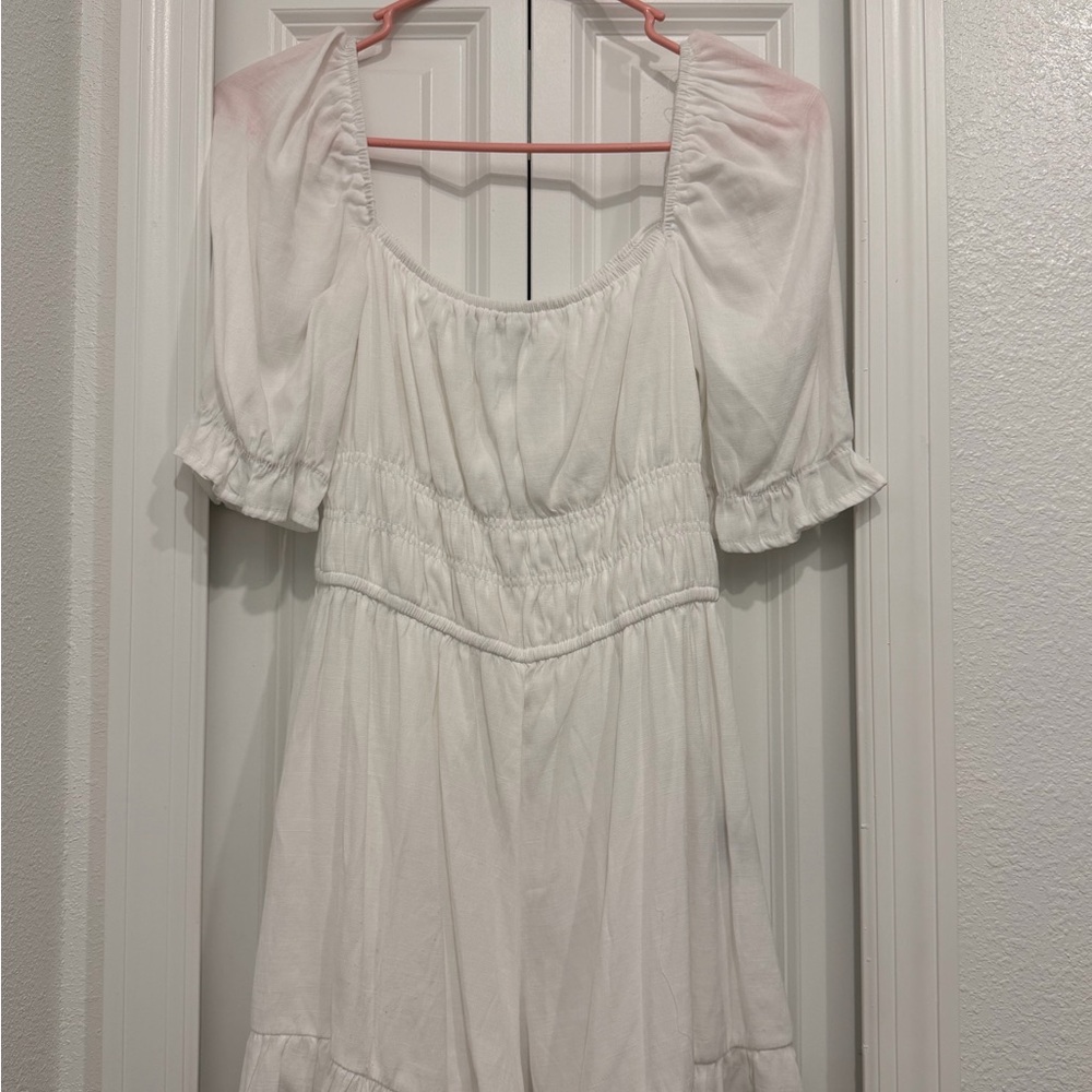 White Puff Sleeve Romper
